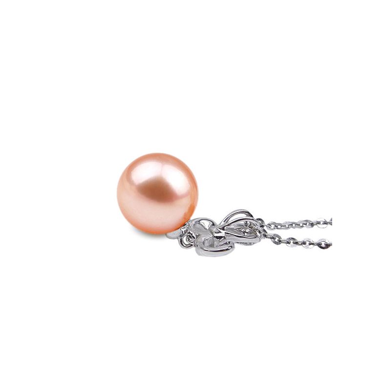 Ciondolo Armoiries noblesse Oro Bianco 18kt, Perla di Acqua Dolce Rosa 10/10.5mm - 2