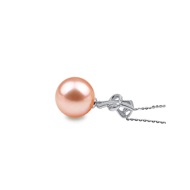 Ciondolo XO Oro Bianco 18kt, Perla di Acqua Dolce Rosa 10/10.5mm - 2