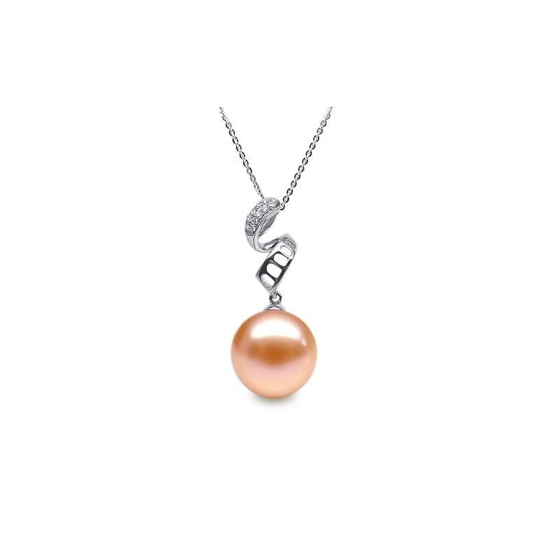 Ciondolo Serpentin et tortillon Oro Bianco 18kt, Perla di Acqua Dolce Rosa 10/10.5mm - 1
