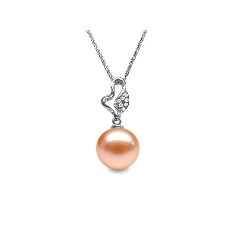 Ciondolo Jeune pousse printanière Oro Bianco 18kt, Perla di Acqua Dolce Rosa 10/10.5mm - 1