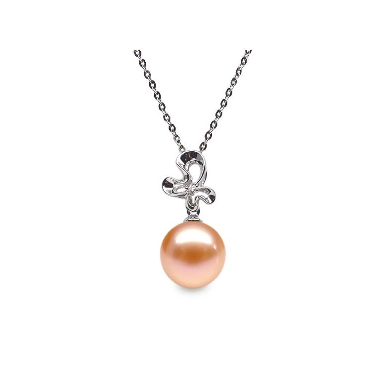 Ciondolo Fleur sauvage Oro Bianco 18kt, Perla di Acqua Dolce Rosa 10/10.5mm - 2