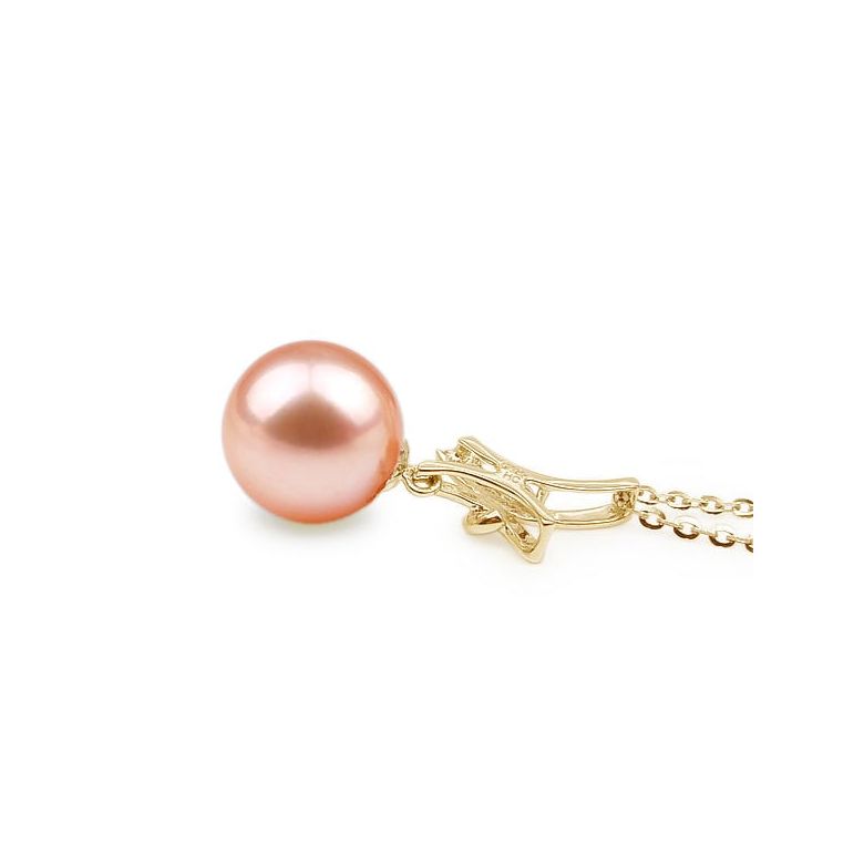 Ciondolo Noeud Merveilleux Oro Giallo 18kt, Perla di Acqua Dolce Rosa 10/10.5mm - 2