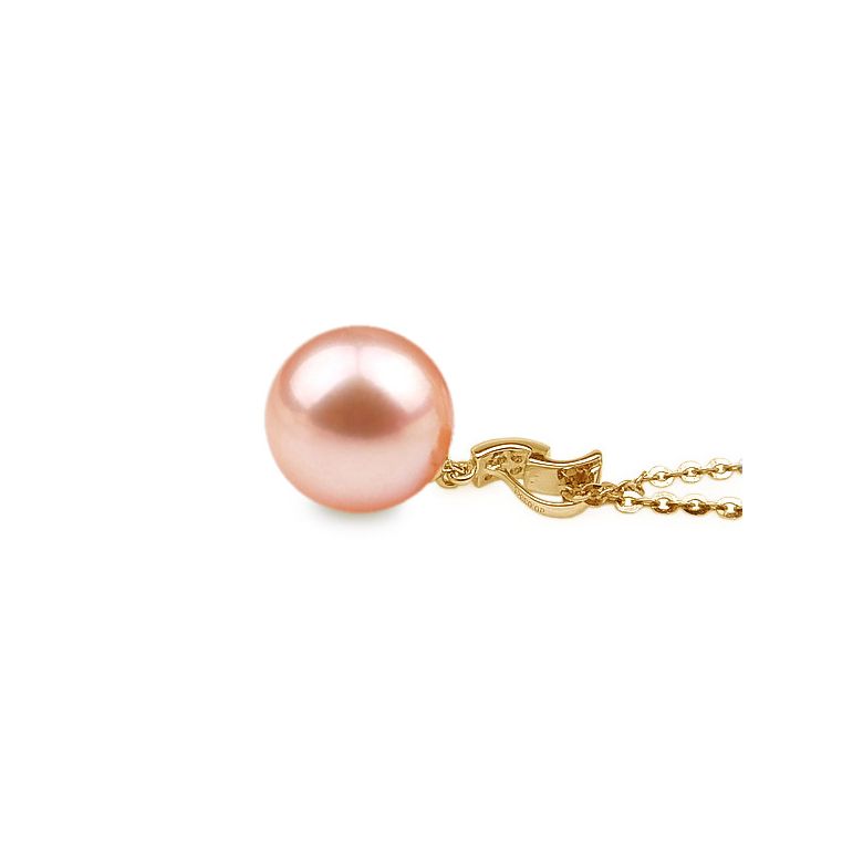 Ciondolo Xilo Oro Giallo 18kt, Perla di Acqua Dolce Rosa 10/10.5mm - 2