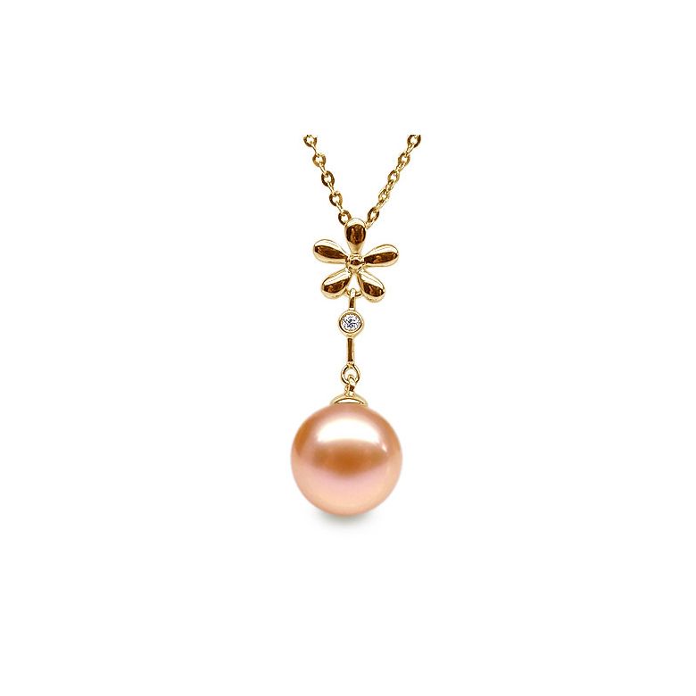 Ciondolo Fleur céleste Oro Giallo 18kt, Perla di Acqua Dolce Rosa 10/10.5mm - 1