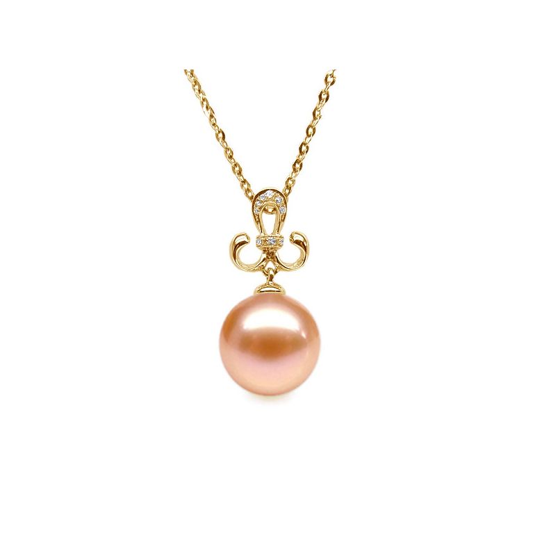 Ciondolo Armoiries noblesse Oro Giallo 18kt, Perla di Acqua Dolce Rosa 10/10.5mm - 1