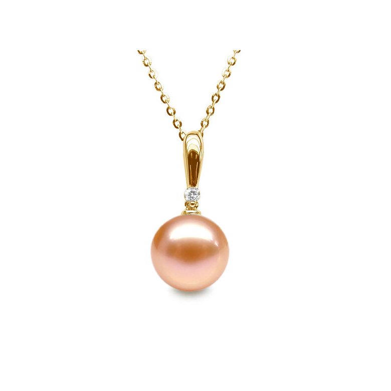Ciondolo Hainan Oro Giallo 18kt, Perla di Acqua Dolce Rosa 10/10.5mm - 1
