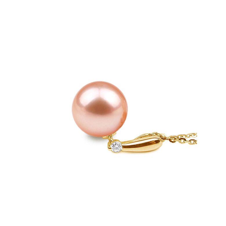 Ciondolo Hainan Oro Giallo 18kt, Perla di Acqua Dolce Rosa 10/10.5mm - 2