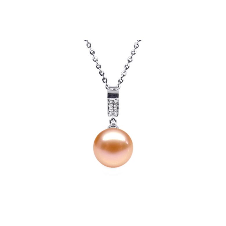 Ciondolo Xilo - Oro Bianco, Perla d'Acqua Dolce e Diamanti - 7