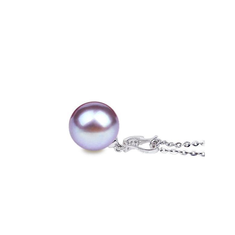 Ciondolo Xilo - Oro Bianco, Perla d'Acqua Dolce e Diamanti - 10
