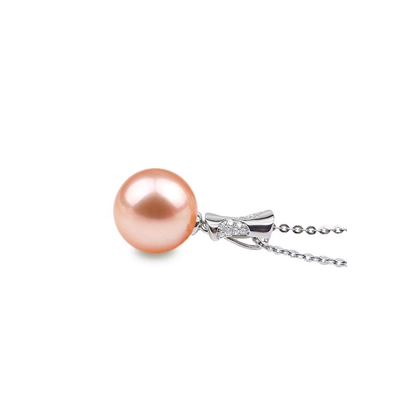 Ciondolo T'es à Croquer - Oro Bianco, Diamanti e Perla di Fiume - 6