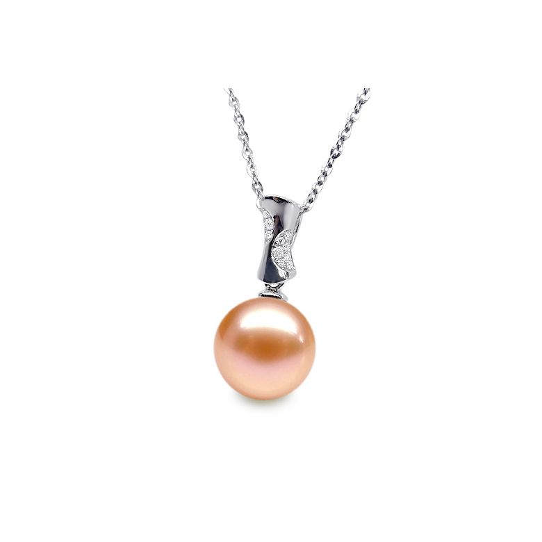 Ciondolo T'es à Croquer - Oro Bianco, Diamanti e Perla di Fiume - 7