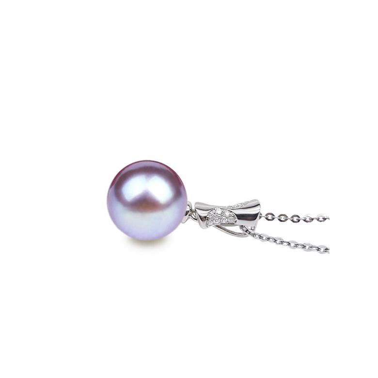 Ciondolo T'es à Croquer - Oro Bianco, Diamanti e Perla di Fiume - 8
