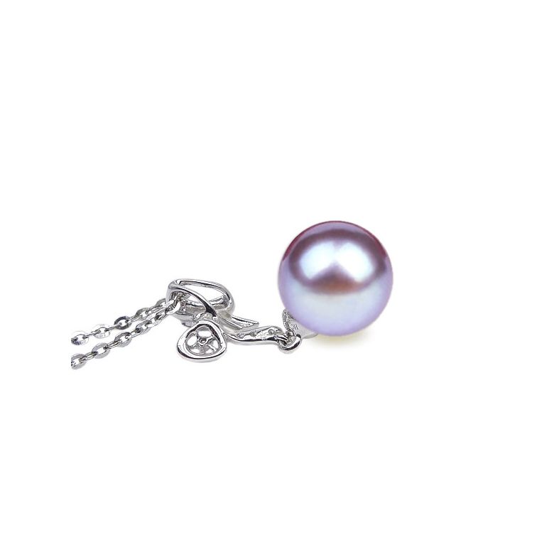 Ciondolo Fiocco - Oro Bianco, Diamanti e Perla di Fiume - 8