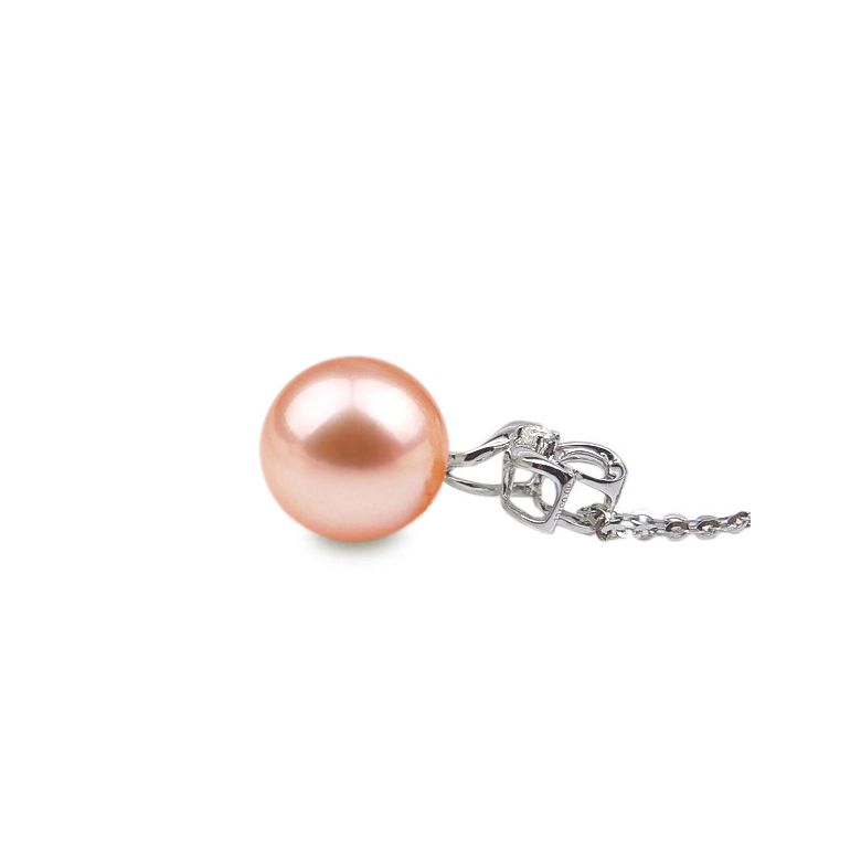 Ciondolo Fleur Romantique - Oro Bianco, Perla d'Acqua Dolce e Diamante - 7