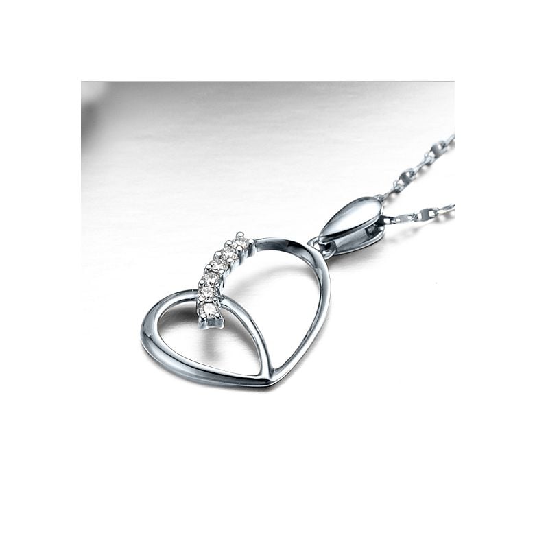 Ciondolo cuore di farfalla - Oro bianco, diamanti - 2