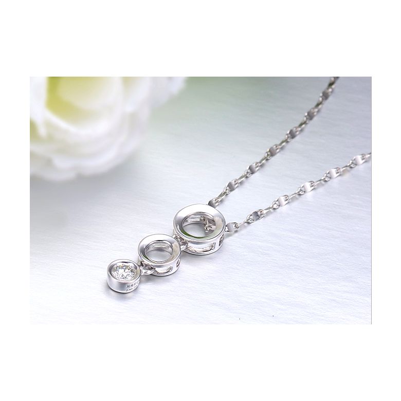 Ciondolo contemporaneo oro bianco a forma di O - Diamante incastonato chiuso 0.10ct - 3