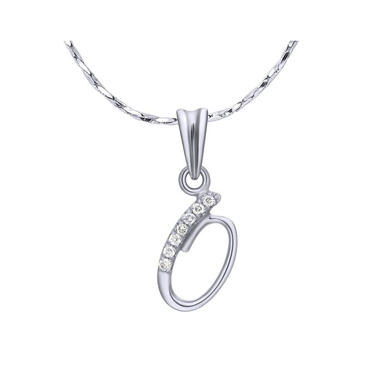 Ciondolo chiffre 0 - Oro bianco 18kt et diamanti 0.035ct - 1