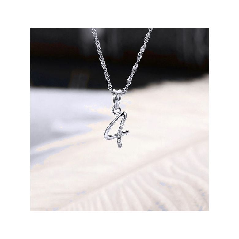 Ciondolo chiffre 4 - Oro bianco 18kt - Diamanti 0.015ct - 3