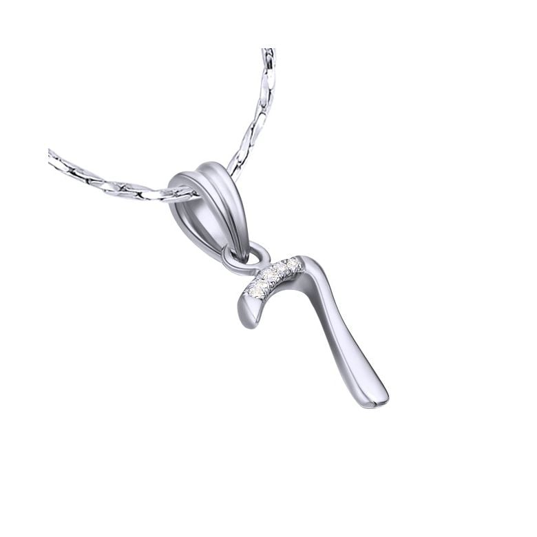 Pendentif chiffre 7 - Or blanc - vue 3