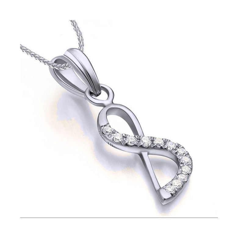 Ciondolo chiffre 8 - Oro bianco 18kt - Diamanti 0.024ct - 2