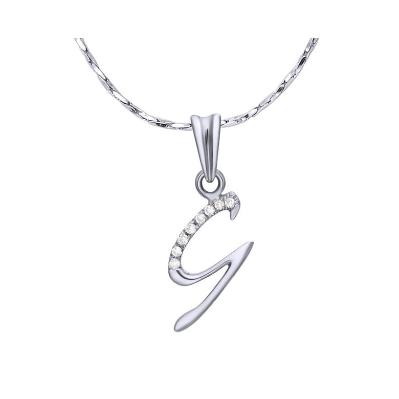 Ciondolo chiffre 9 - Oro bianco 18kt - Diamanti 0.016ct - 1