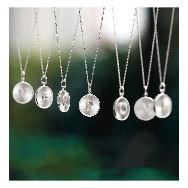 Ciondolo Lettera Alfabeto - Medaglia in Oro 18ct & Diamante VS/G | Gemperles oro bianco - 1