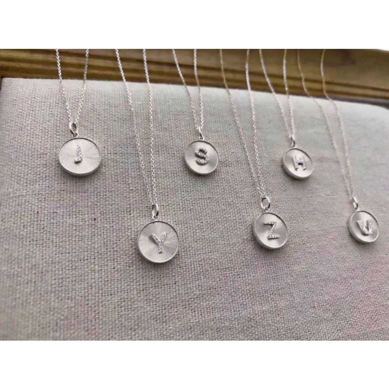 Ciondolo Lettera Alfabeto - Medaglia in Oro 18ct & Diamante VS/G | Gemperles oro bianco - 21