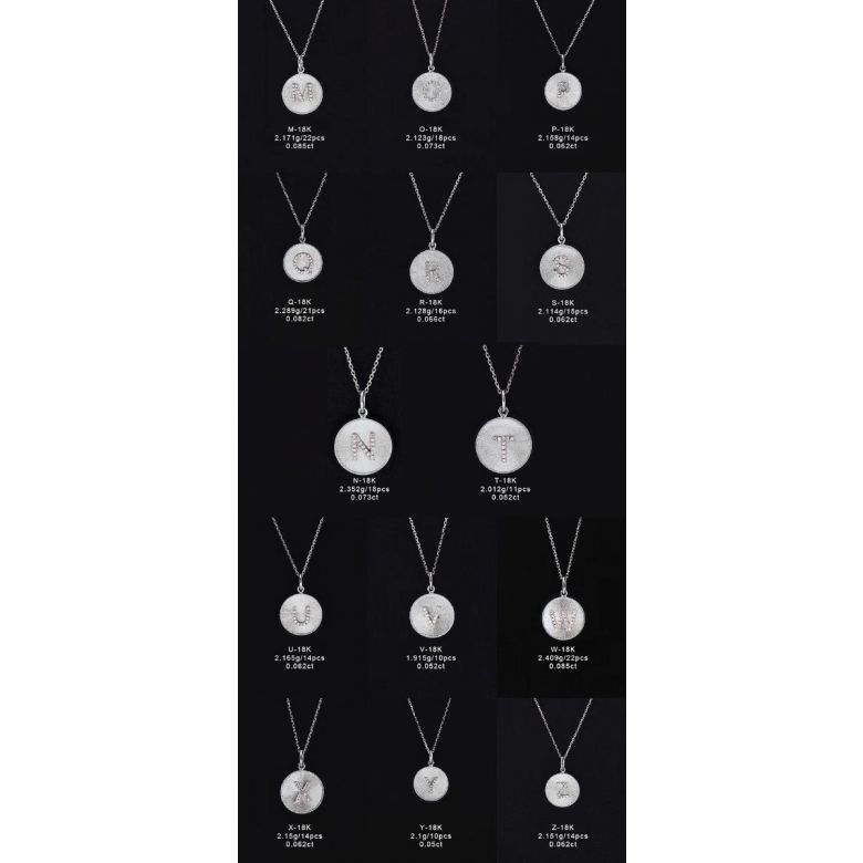 Ciondolo Lettera Alfabeto - Medaglia in Oro 18ct & Diamante VS/G | Gemperles oro bianco - 20