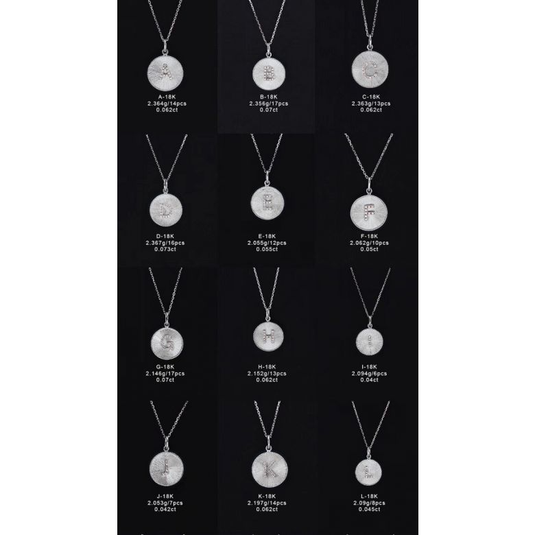 Ciondolo Lettera Alfabeto - Medaglia in Oro 18ct & Diamante VS/G | Gemperles oro bianco - 22