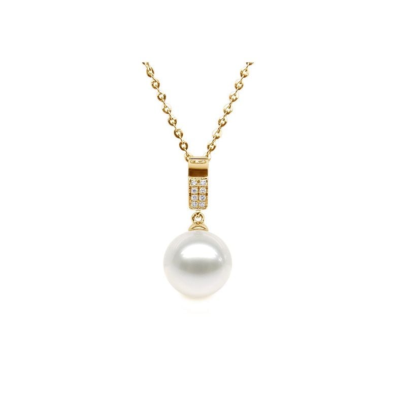 Ciondolo Xilo - Oro Giallo, Perla d'Acqua Dolce e Diamanti - 5