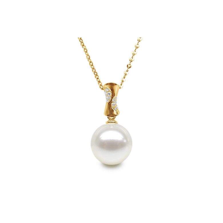 Ciondolo T'es à Croquer - Oro Giallo, Diamanti e Perla di Fiume - 1