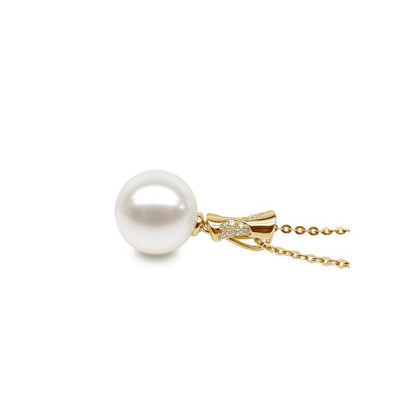 Ciondolo T'es à Croquer - Oro Giallo, Diamanti e Perla di Fiume - 3