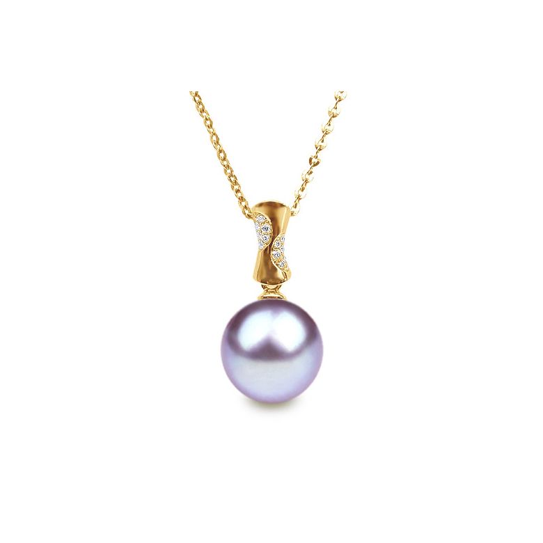 Ciondolo T'es à Croquer - Oro Giallo, Diamanti e Perla di Fiume - 8