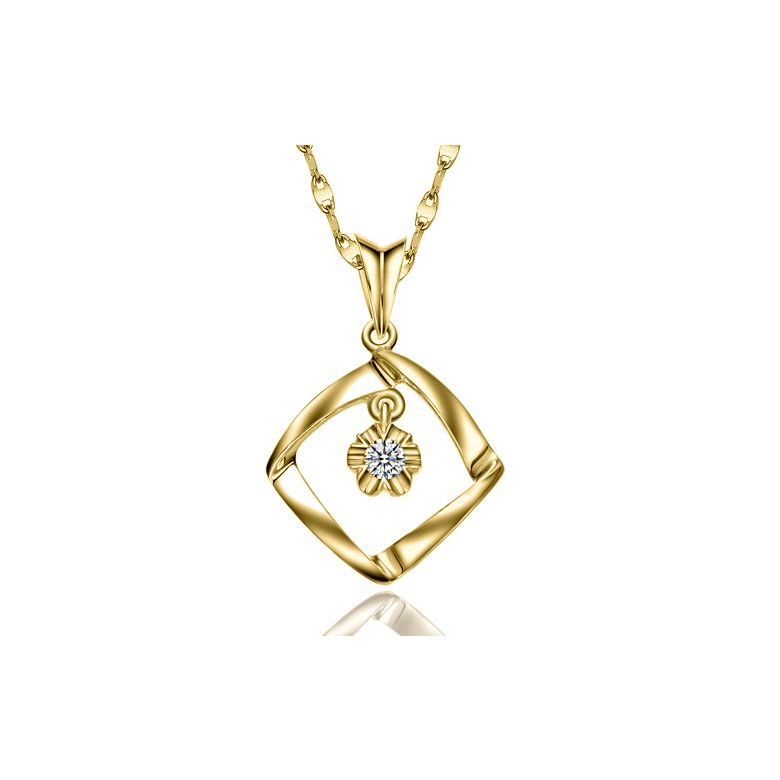 Ciondolo diamante oro giallo carrelet incurvé - Diamante solitario - 1