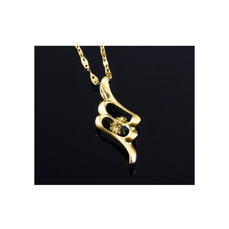 Ciondolo con Diamante Solitario - Fiore d'Oro Giallo - 5