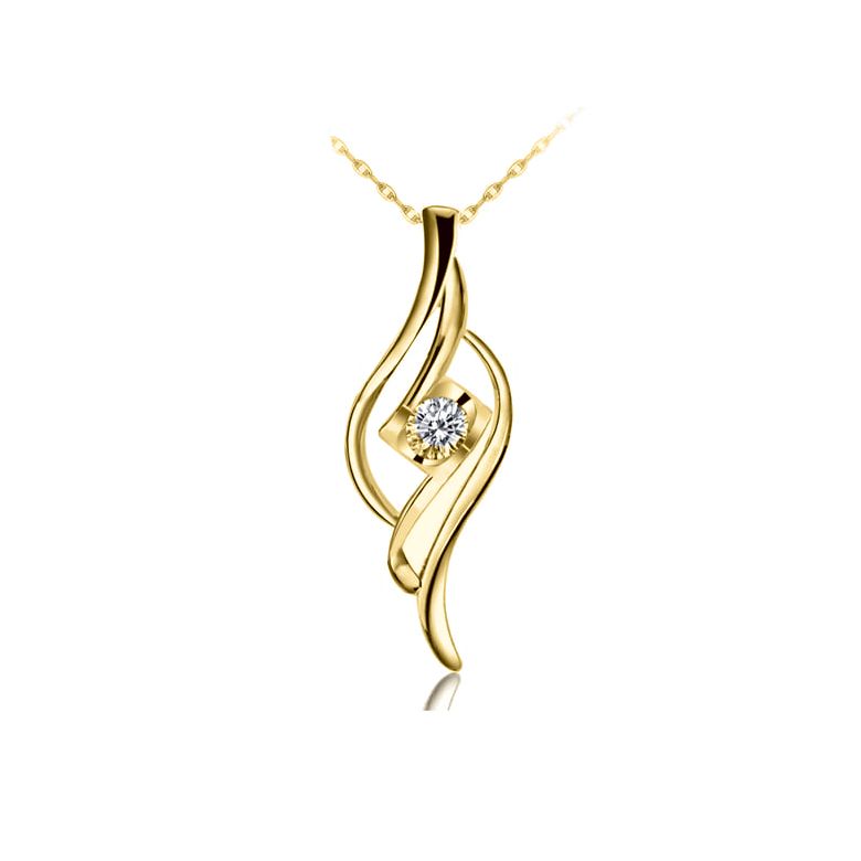 Ciondolo Byzantin - Solitario oro giallo - Diamante demi-clos 0.08ct - 1