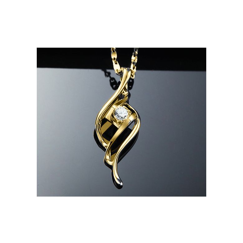 Ciondolo Byzantin - Solitario oro giallo - Diamante demi-clos 0.08ct - 4