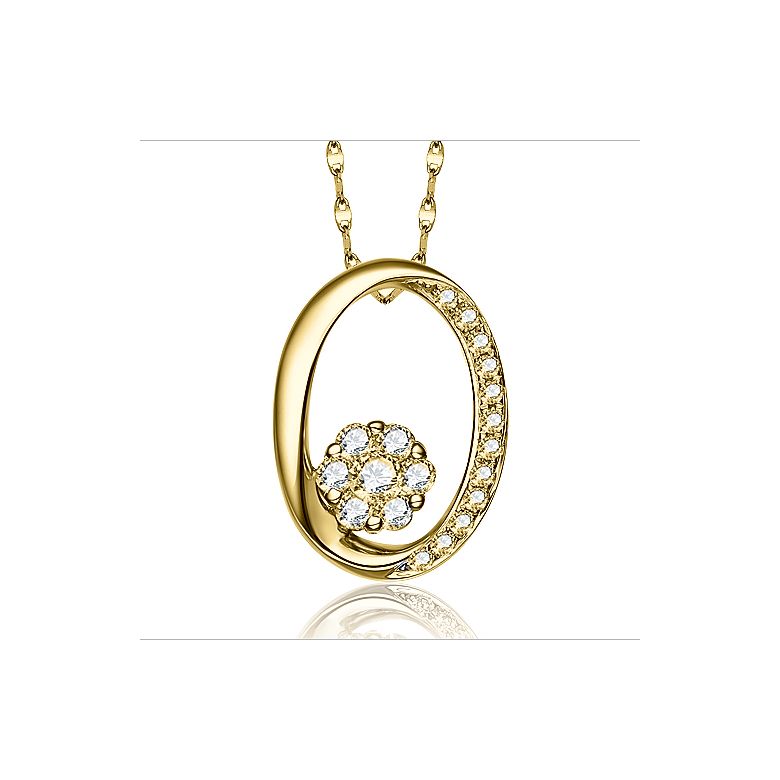 Ciondolo O - Oro giallo e diamanti 0.190ct - 1