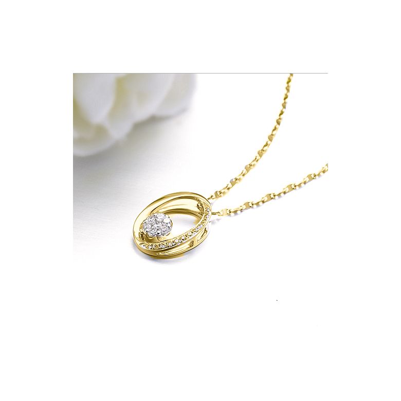 Ciondolo O - Oro giallo e diamanti 0.190ct - 2