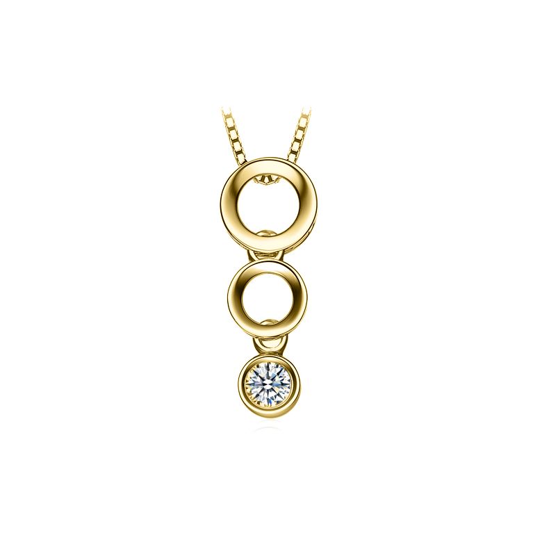 Ciondolo contemporaneo oro giallo a forma di O - Diamante incastonato chiuso 0.10ct - 2
