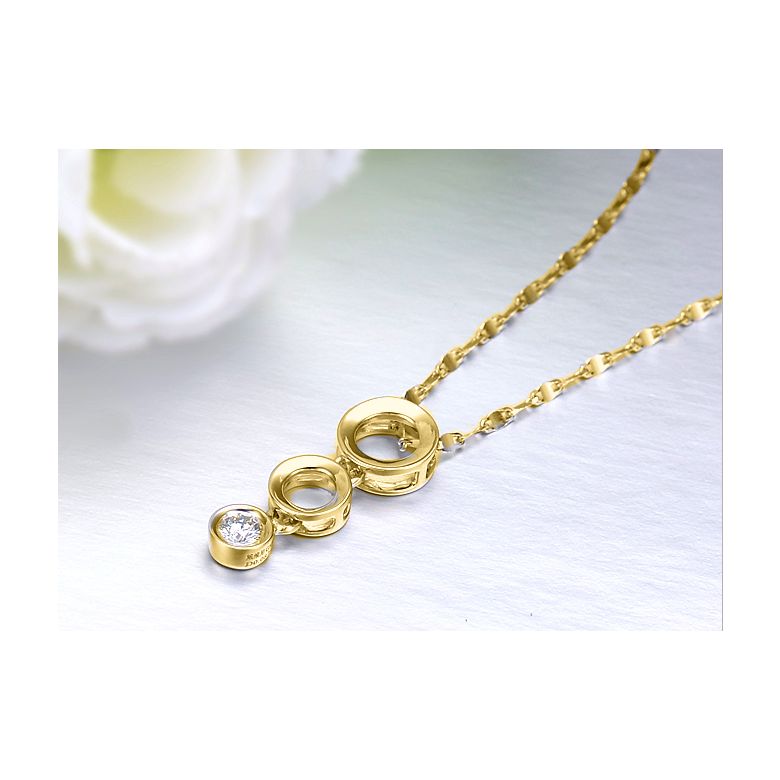 Ciondolo contemporaneo oro giallo a forma di O - Diamante incastonato chiuso 0.10ct - 3
