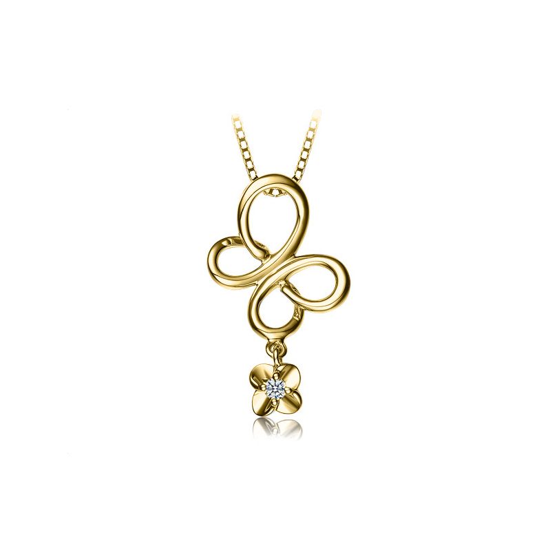 Ciondolo diamante solitario - Farfalla in oro giallo - 1