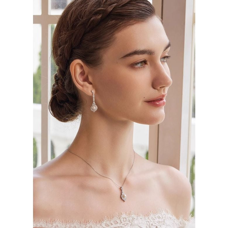 Parure Art Déco Géométria Préciosa – Perles Akoya & Diamanti - 2