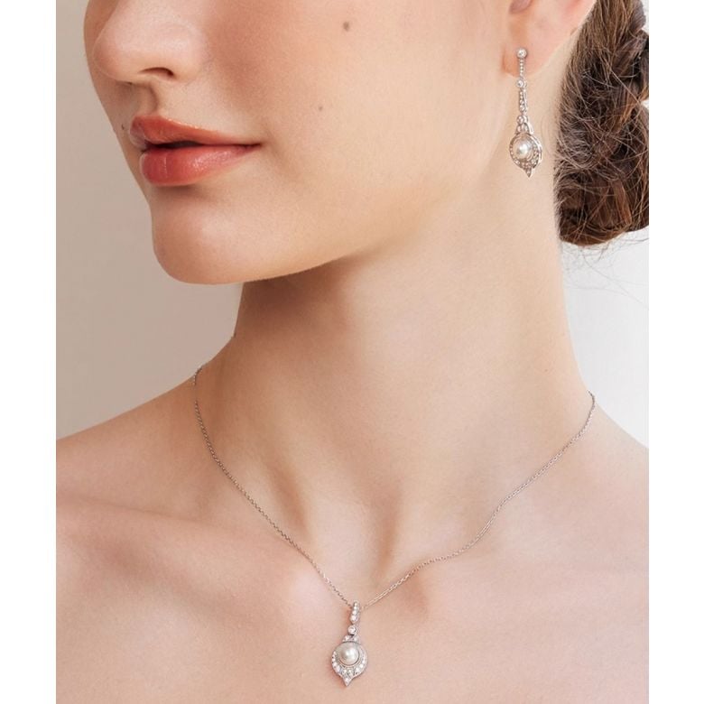 Parure Art Déco Géométria Préciosa – Perles Akoya & Diamanti - 4