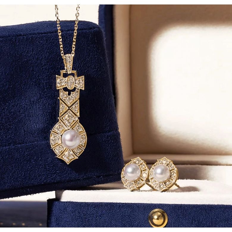 Parure Géométria Préciosa Oro giallo - Ciondolo & Orecchini Art Déco - 1