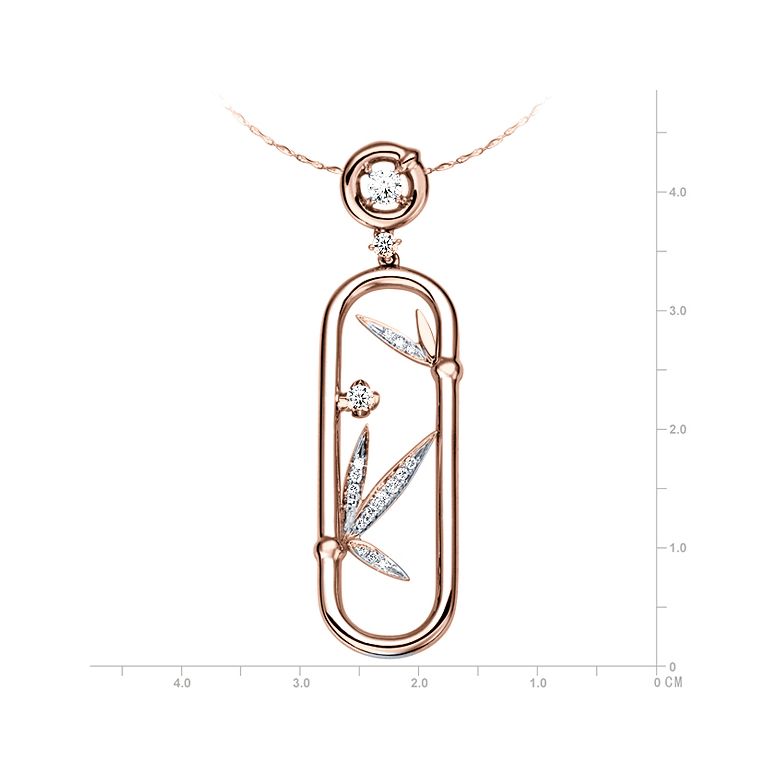 Ciondolo - Oro rosa 4.50gr - Diamanti 0.220ct - 3