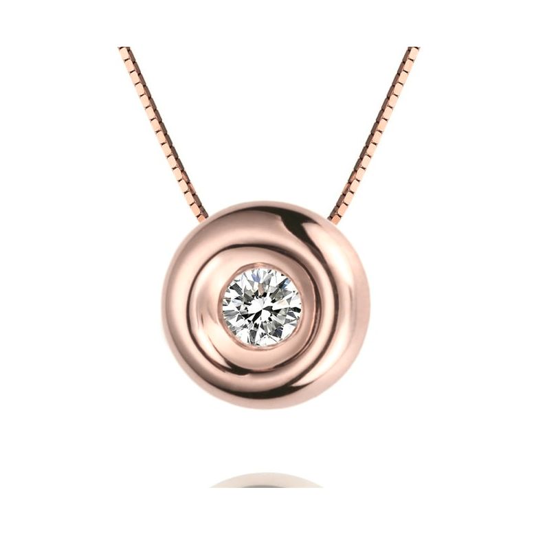 Ciondolo Solitario - Oro rosa - Diamante 0.10ct - 1