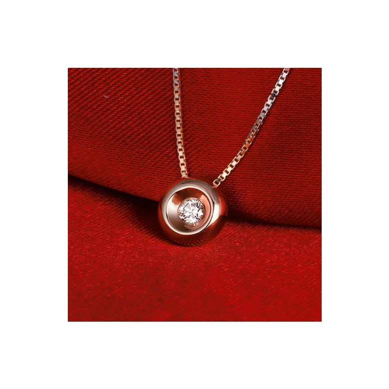Ciondolo Solitario - Oro rosa - Diamante 0.10ct - 3