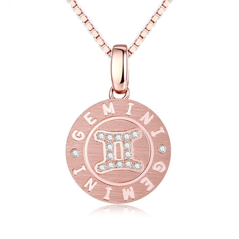 Ciondolo Gemini (Gemelli) - Oro rosa e diamanti - 1