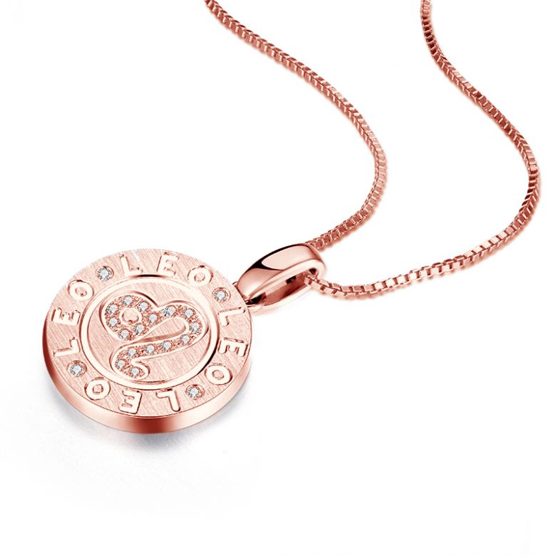 Ciondolo Leo (Leone) - Oro Rosa e Diamanti - 8